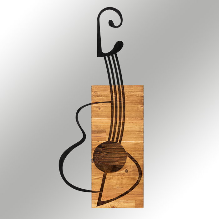 Wallity Gitar Escultura de pared Negro y Nogal